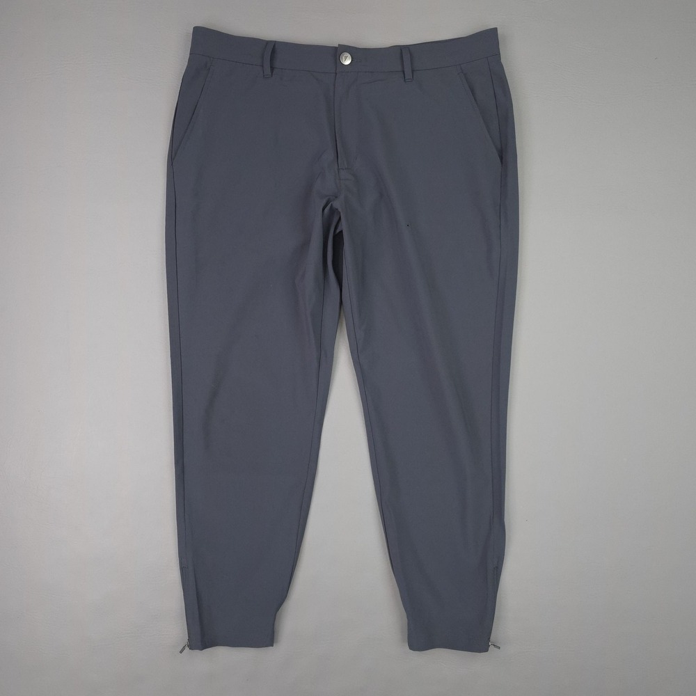 Primo Jogger Pants Mens 36 Short Gray Stretch Zip Ankle Golf Pockets Athletic